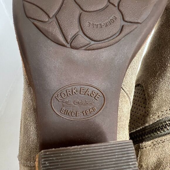 Kork-Ease Sherrill Booties Taupe Suede Ankle Boots Tan Leather Size 8.5 - Picture 6 of 12